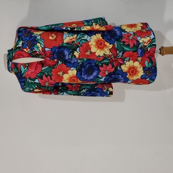 Zara, high neck, 80's colourful floral long flared sleeve shift dress, size L - Picture 5 of 9